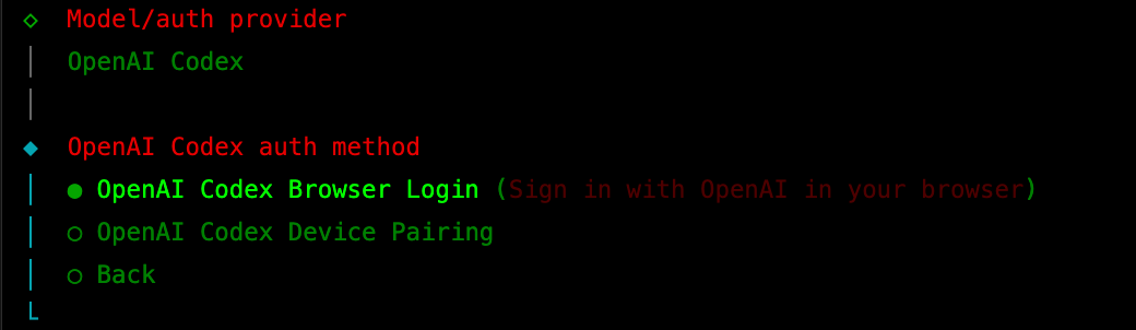 选择 OpenAI Codex Browser Login