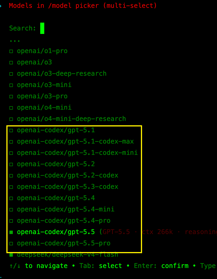 查看 Codex 模型列表